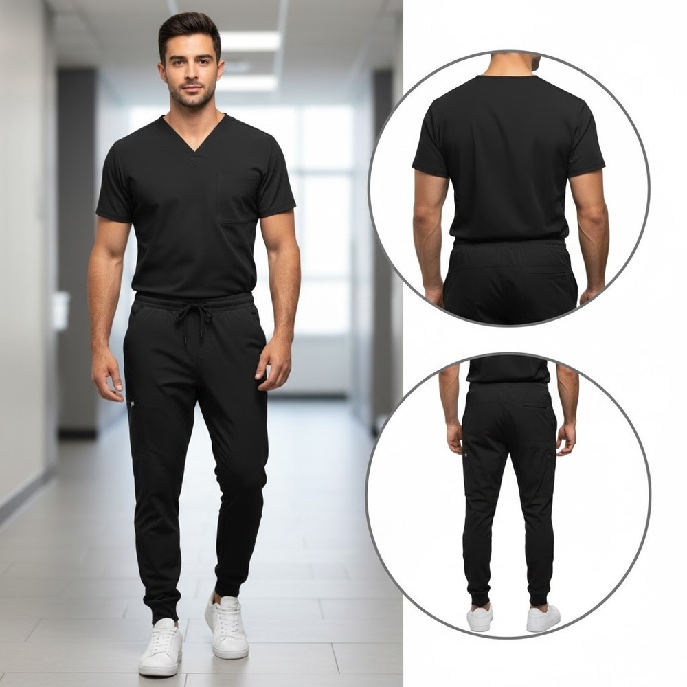 Cherokee Medical‎ Uniforms Men's Scrub Pants Black 2XL Jogger Fit Antimicrobial
